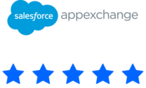 Salesforce Appexchange logo with five-star Revenue.io reviews