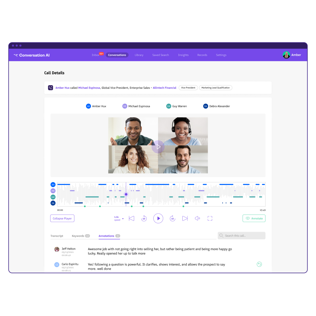 Listen to sales call recordings on Salesforce