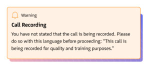 Compliance - Call Recording Moments Notification